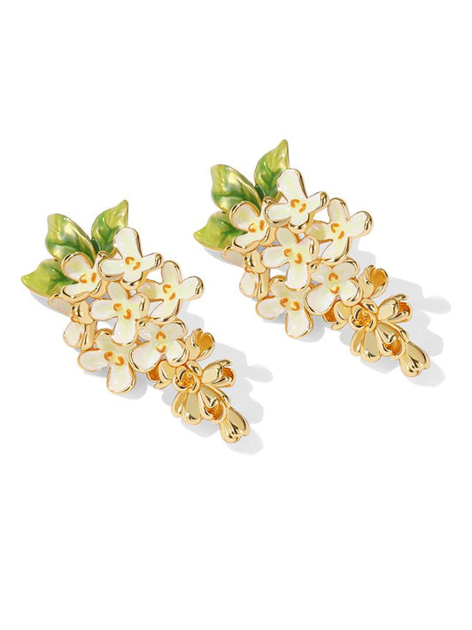 Golden Osmanthus Wreath Earrings
