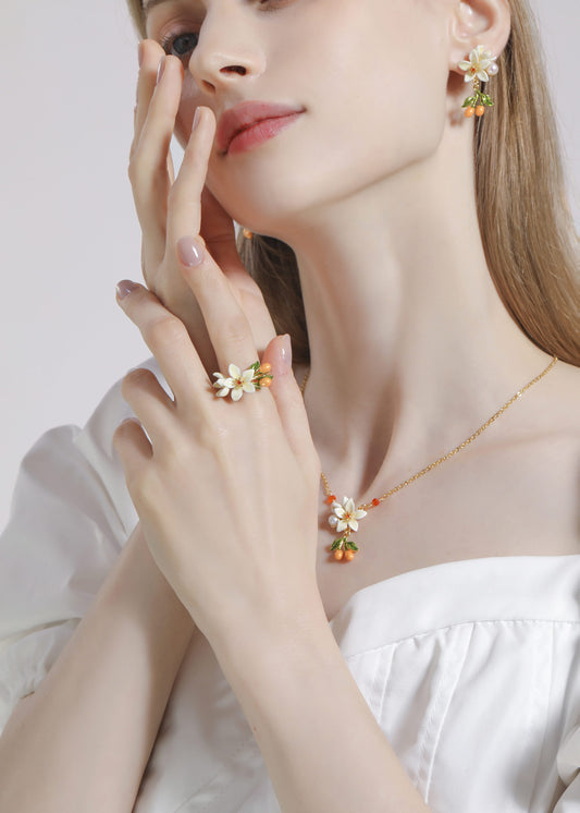 Sweet Forest Series Lush Clustered Kumquat Blossom Ring