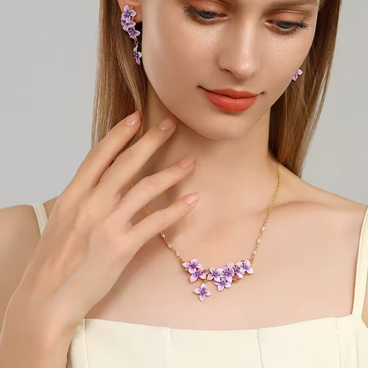 Alice's Garden Series Lilac Blossom Floral Necklace
