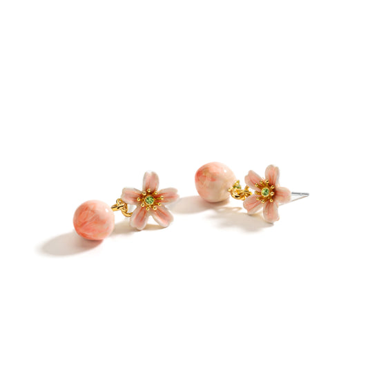 Sweet Forest Series Pink Peach Bloosm Drop Earrings