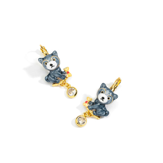 Husky Puppy Droplet Earrings