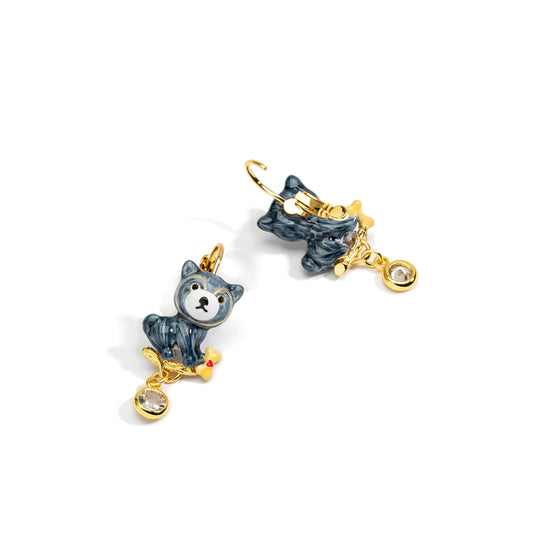 Husky Puppy Droplet Earrings