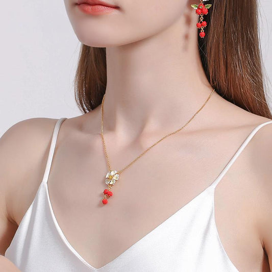 Wild Hawthorn Triple Haw Lariat Necklace