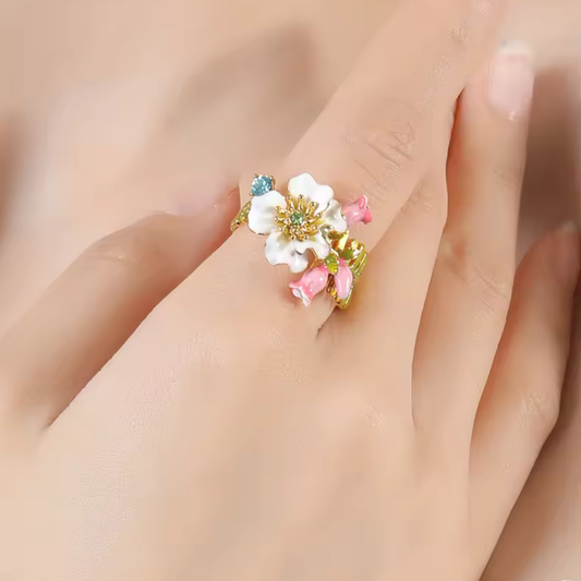 Alice's Garden Series Lily of the Valley Adjustable Ring
