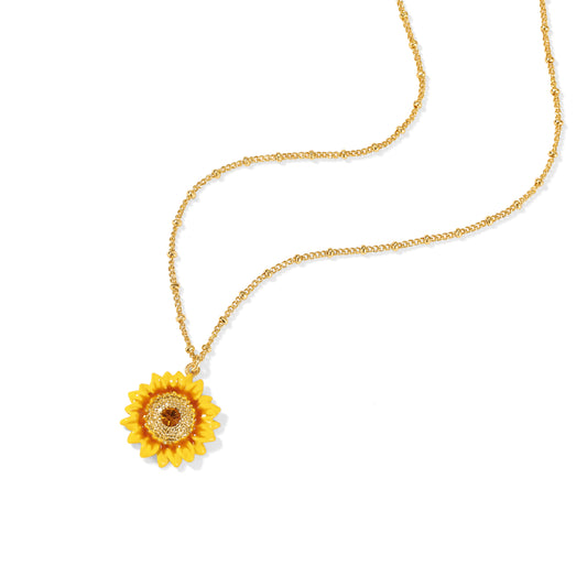 Honey Bloom Sunflower Bee Elegance Necklace