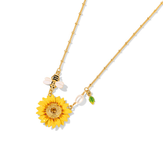 Honey Bloom Sunflower Bee Vibrance Necklace