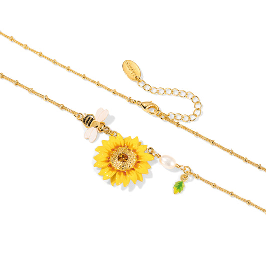 Honey Bloom Sunflower Bee Vibrance Necklace