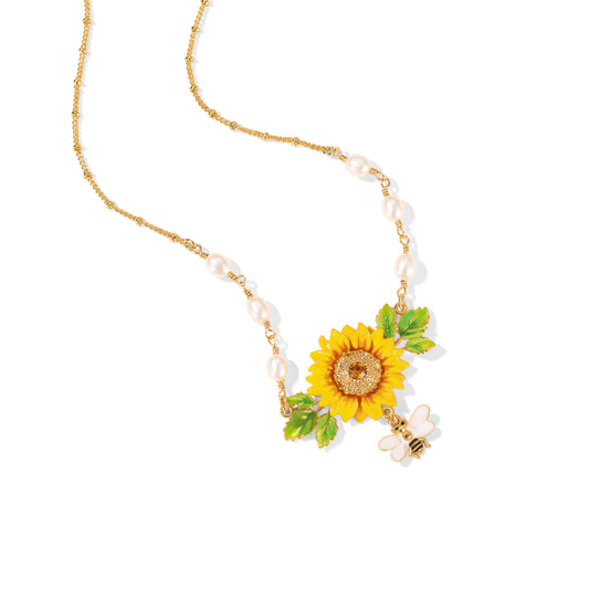 Honey Bloom Sunflower Bee Blooming Necklace