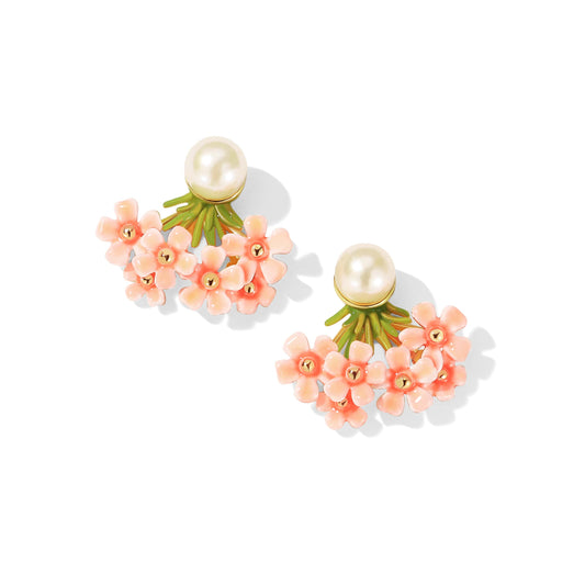Alice's Garden Series Graceful Cherry Bloosm Pearl Earrings