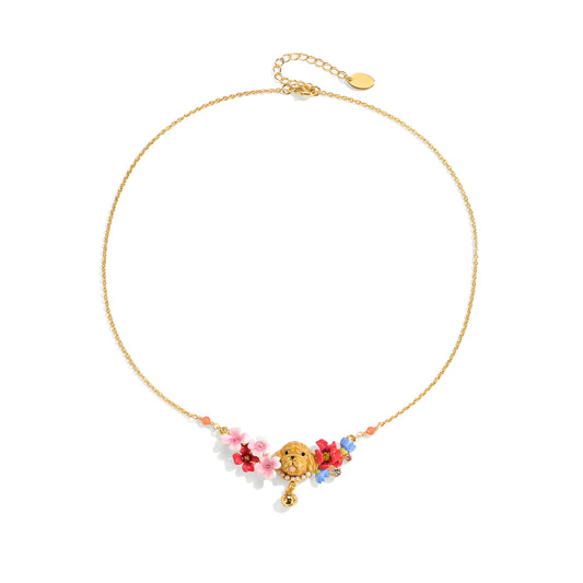 Miniature Poodle Floral Bloom Necklace