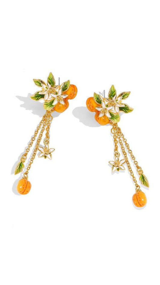Apricot Fruit Tassel Earrings
