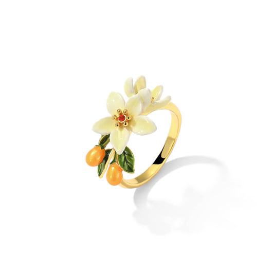 Sweet Forest Series Lush Clustered Kumquat Blossom Ring