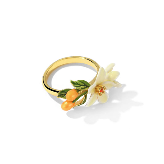 Sweet Forest Series Lush Clustered Kumquat Blossom Ring