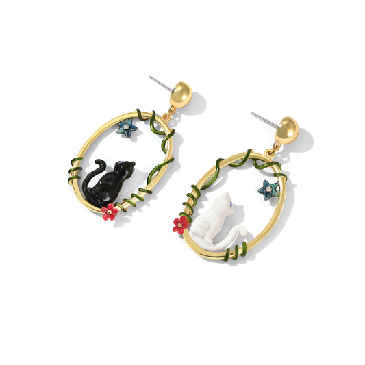Mystic Meow Dewdrop Earrings