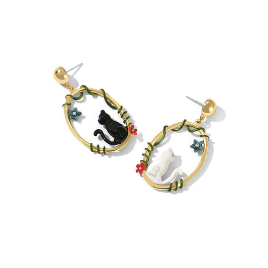 Mystic Meow Dewdrop Earrings