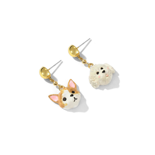 Playful Cat & Dog Stud Earrings