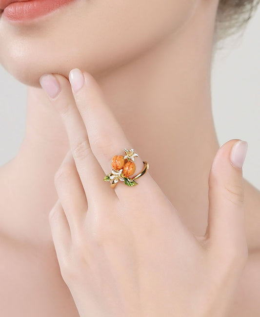 Apricot Fruit Adjustable Ring