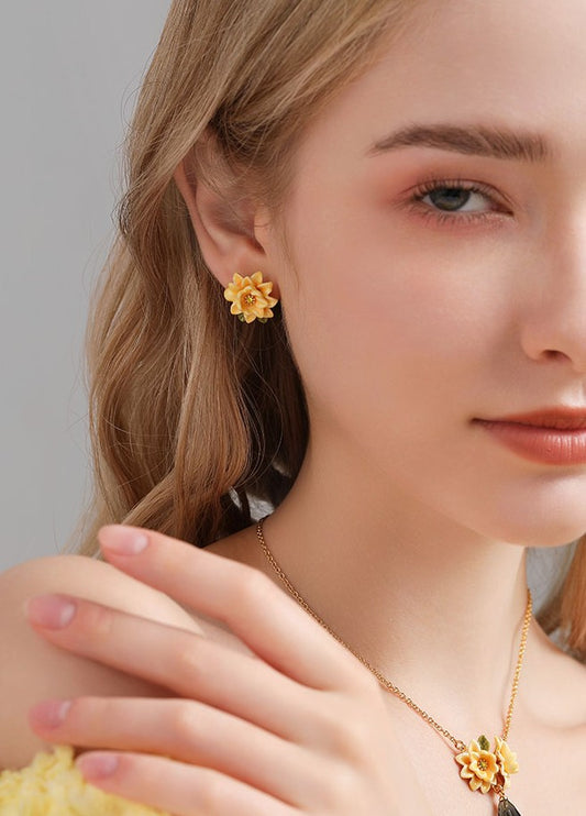 Yellow Gardenia Sunbeam Bloom Earrings