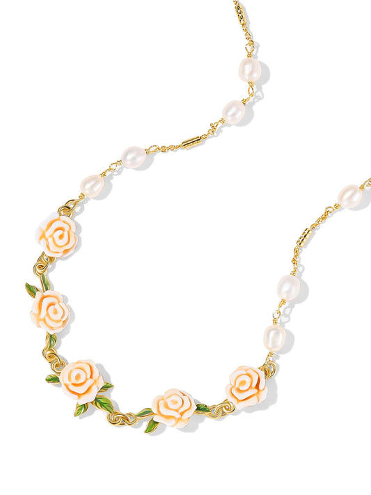 Champagne Rose Pearl Necklace