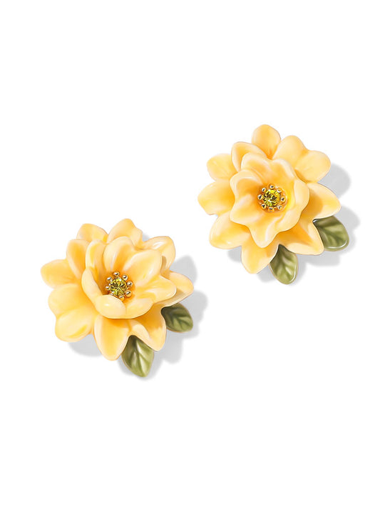 Yellow Gardenia Sunbeam Bloom Earrings