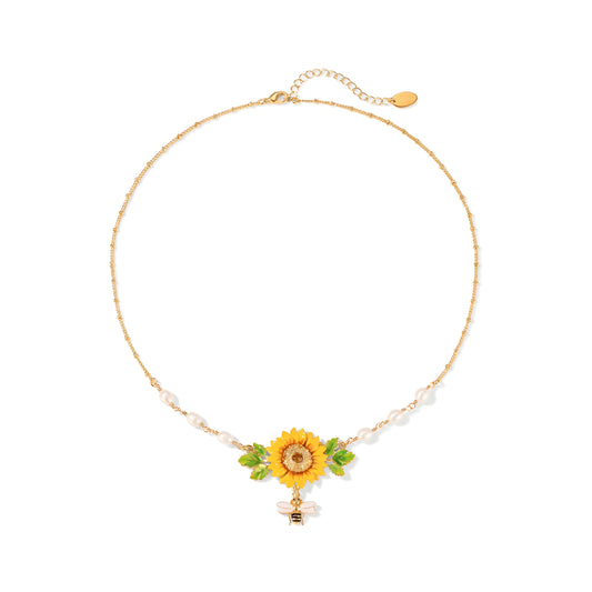 Honey Bloom Sunflower Bee Blooming Necklace