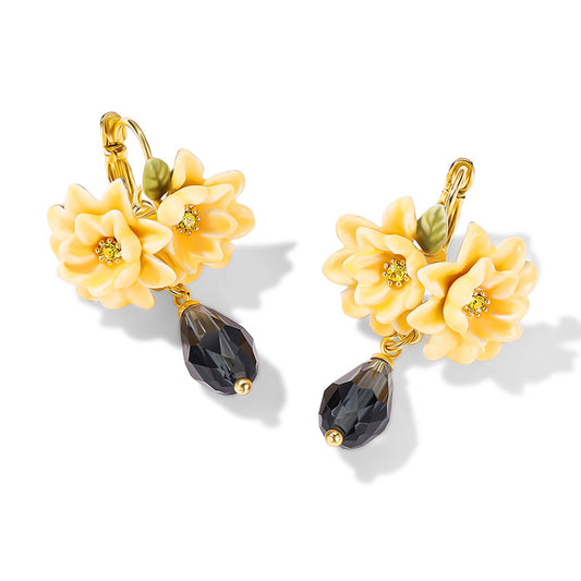 Yellow Gardenia Twilight Bloom Earrings