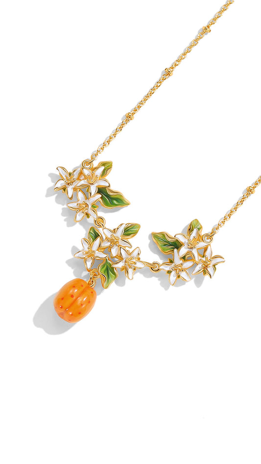 Apricot Fruit Flower Necklace