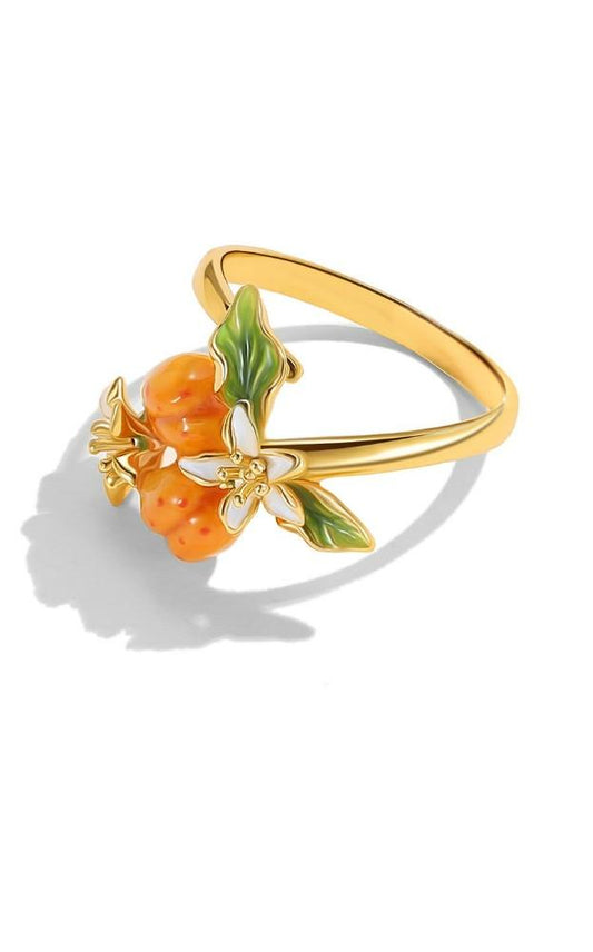 Apricot Fruit Adjustable Ring