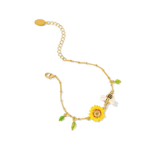 Honey Bloom Sunflower Bee Radiant Charm Bracelet