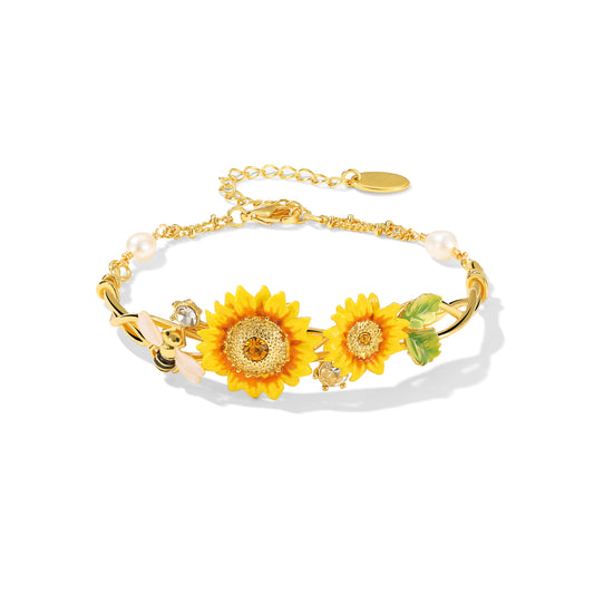 Honey Bloom Sunflower Bee Wreath Bracelet