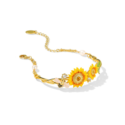 Honey Bloom Sunflower Bee Wreath Bracelet