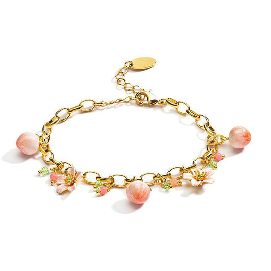 Peach Triple Cascade Garden Bracelet