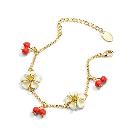 Wild Hawthorn Twin Bloom Drop Bracelet