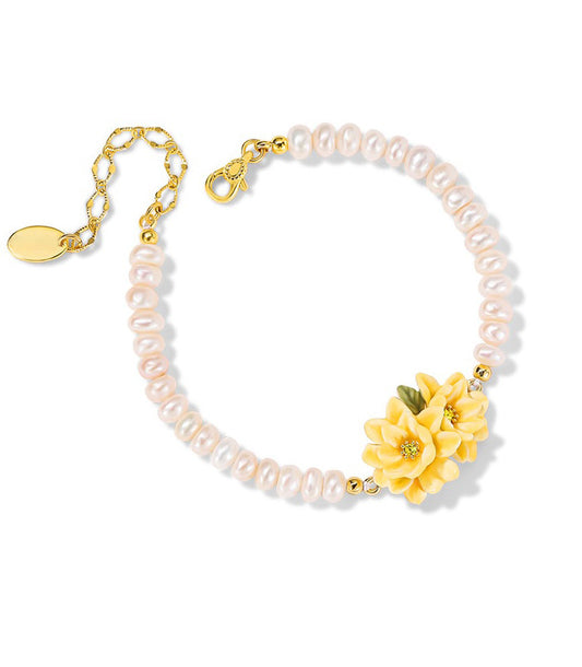 Yellow Gardenia Pearl Bracelet