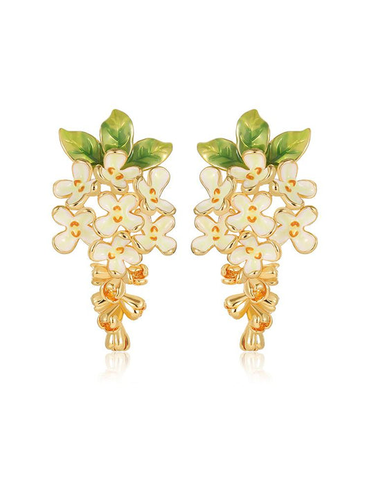 Golden Osmanthus Wreath Earrings