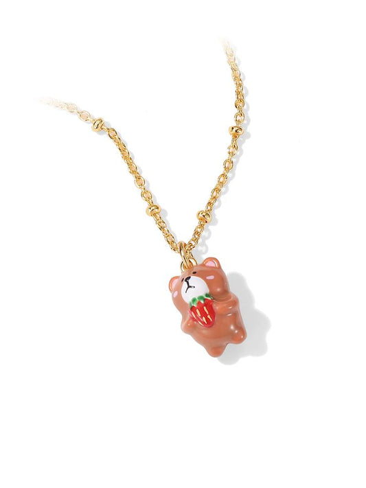 Strawberry Bear Hug Sweet Necklace