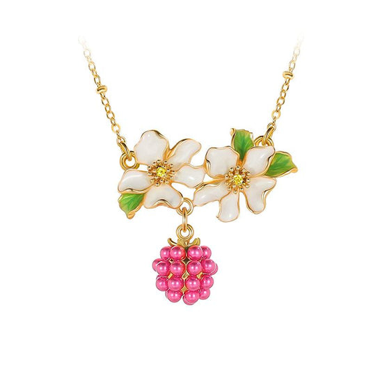 Sweet Berries Twin Blossom Necklace