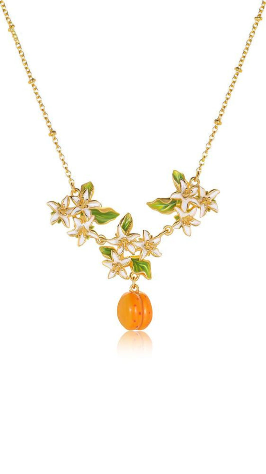 Apricot Fruit Flower Necklace