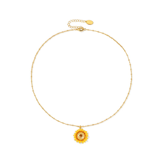 Honey Bloom Sunflower Bee Elegance Necklace