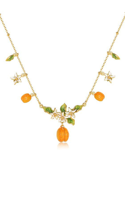 Apricot Fruit Clavicle Necklace