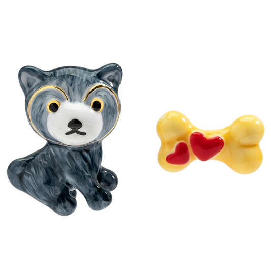 Husky Puppy Asymmetric Earrings