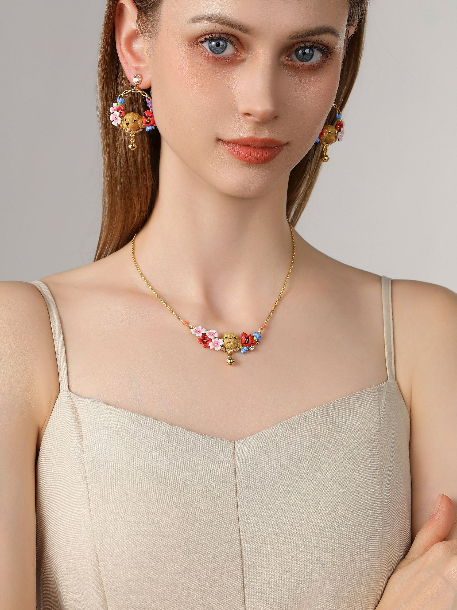 Magical Snuggle Squad Series Miniature Poodle Floral Bloom Necklace