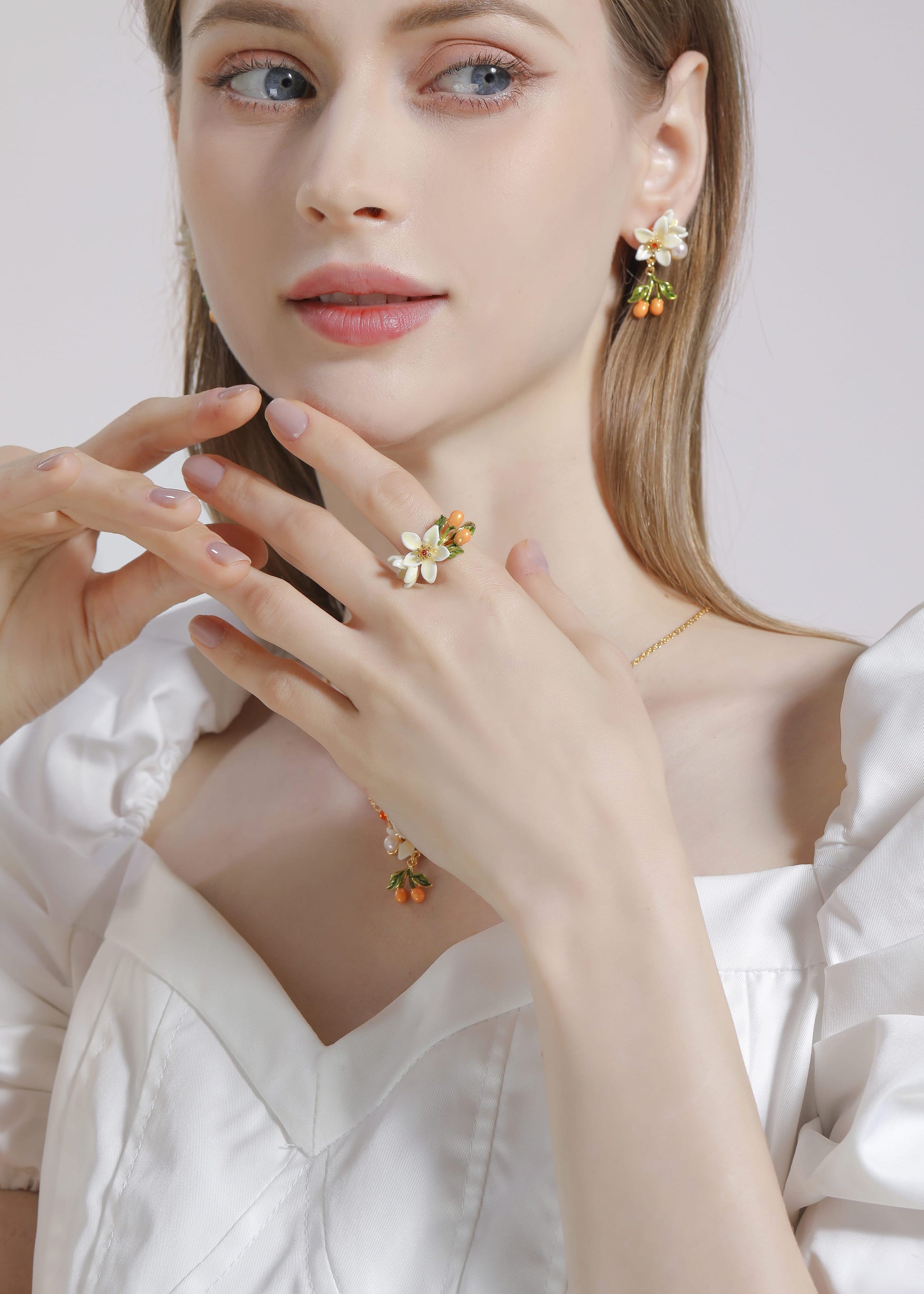 Sweet Forest Series Lush Clustered Kumquat Blossom Ring