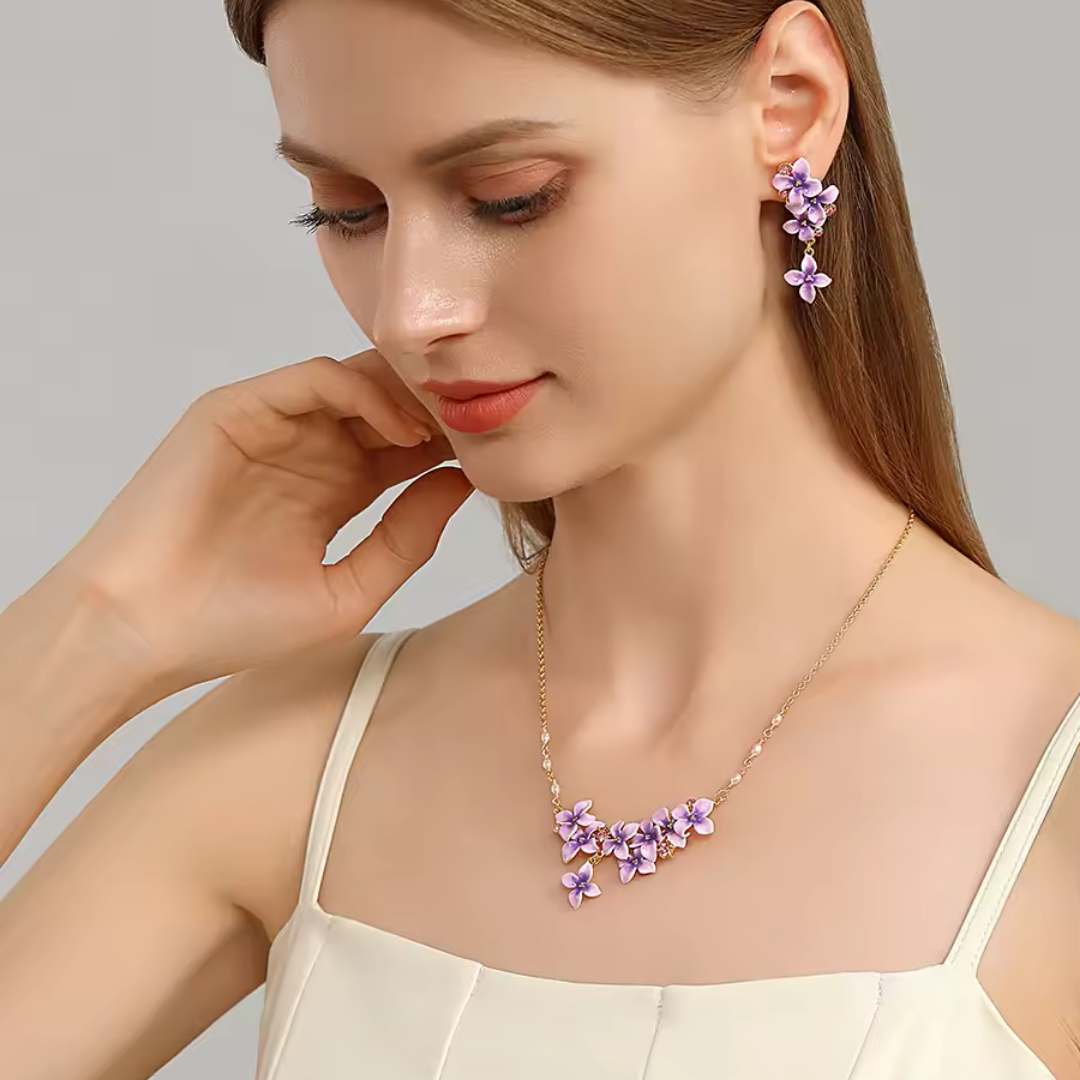 Alice's Garden Series Lilac Blossom Floral Necklace