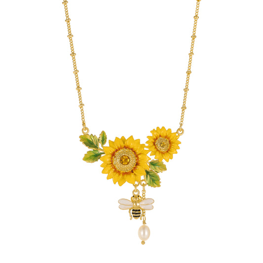 Honey Bloom Sunflower Bee Necklace