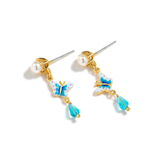 Blue Butterfly Light - Trailing Earrings