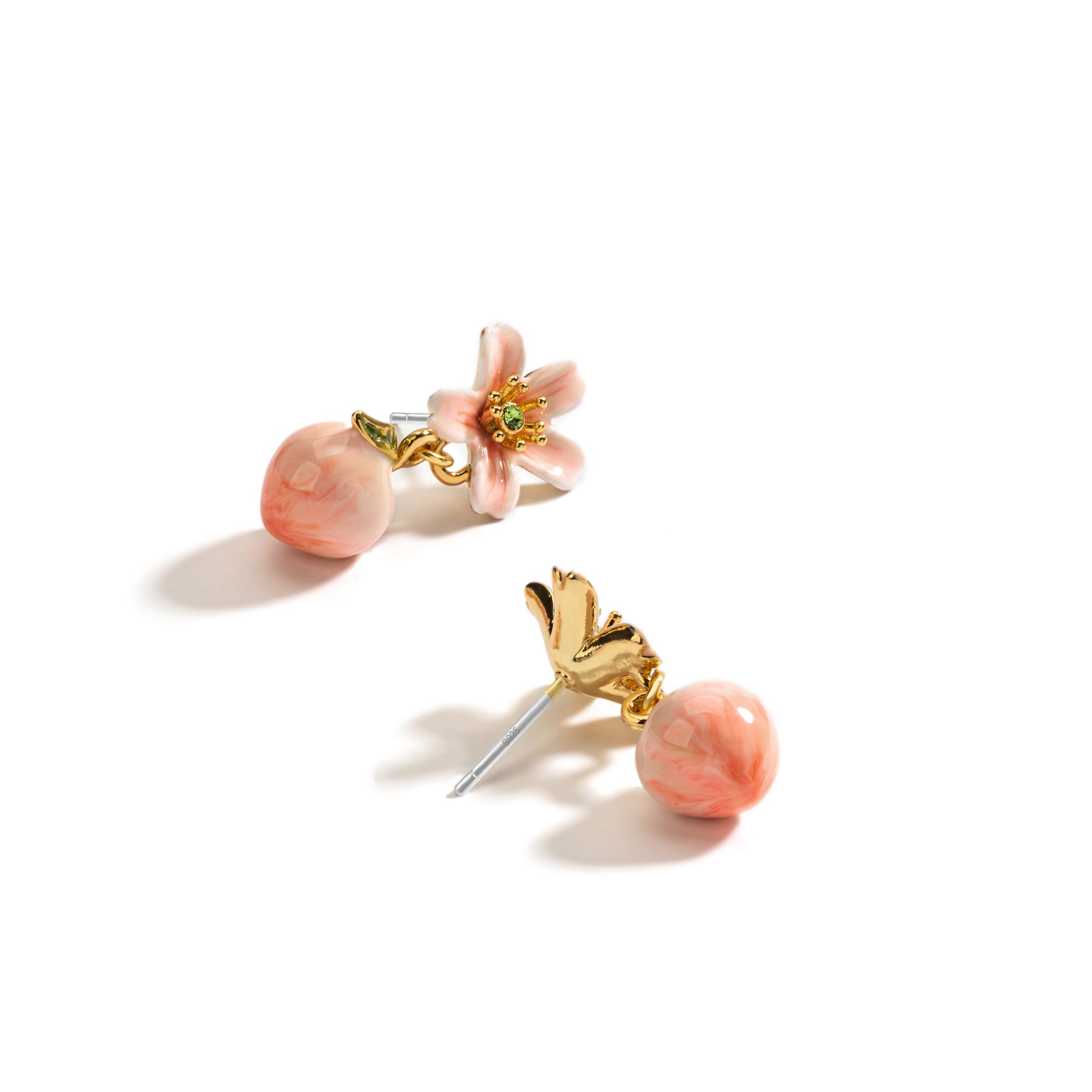 Sweet Forest Series Pink Peach Bloosm Drop Earrings