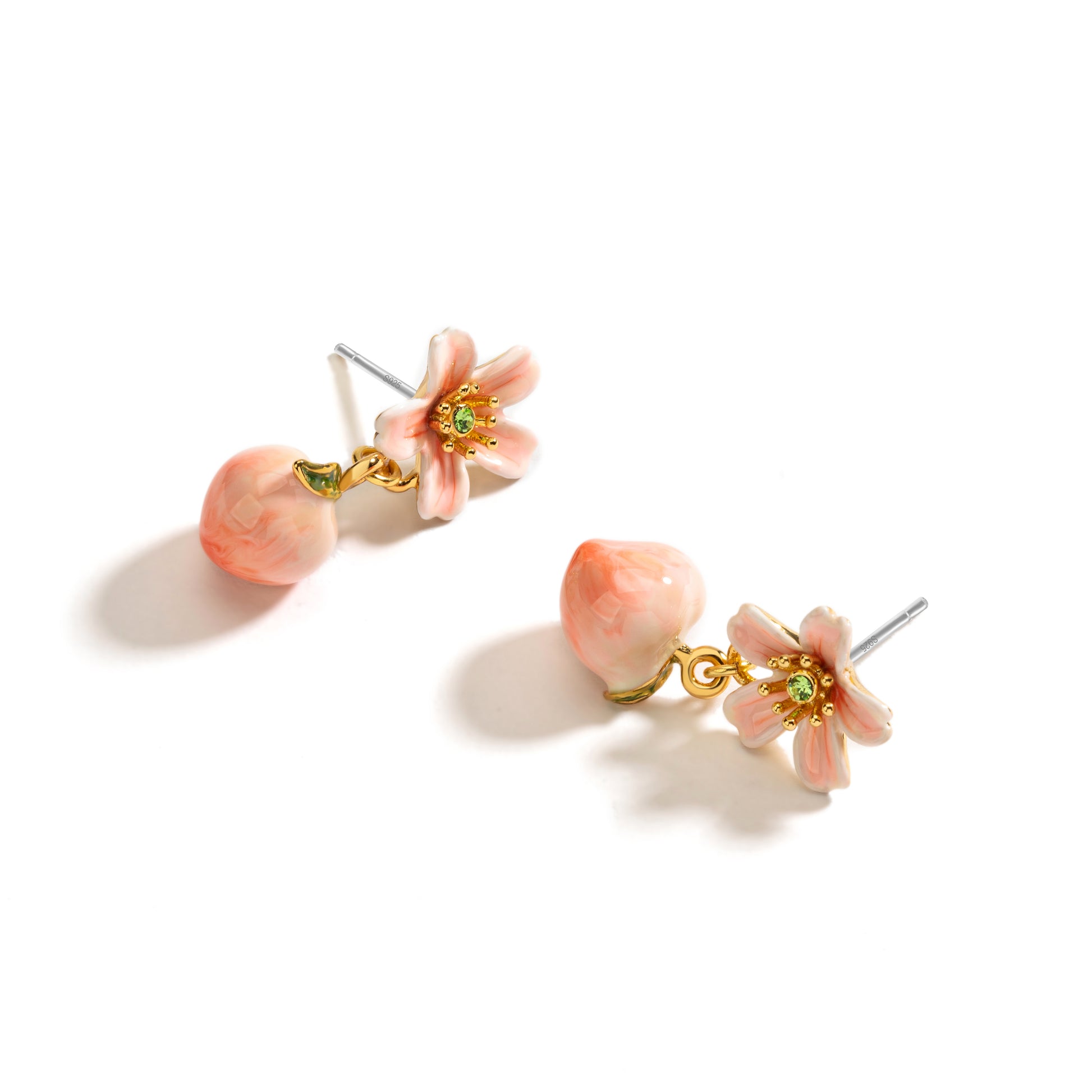 Sweet Forest Series Pink Peach Bloosm Drop Earrings