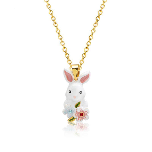 Garden Rabbit Twin Blossom Story Necklace
