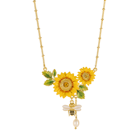 Honey Bloom Sunflower Bee Necklace